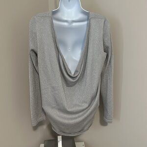 Silver Metallic Top with Low Cut Back
